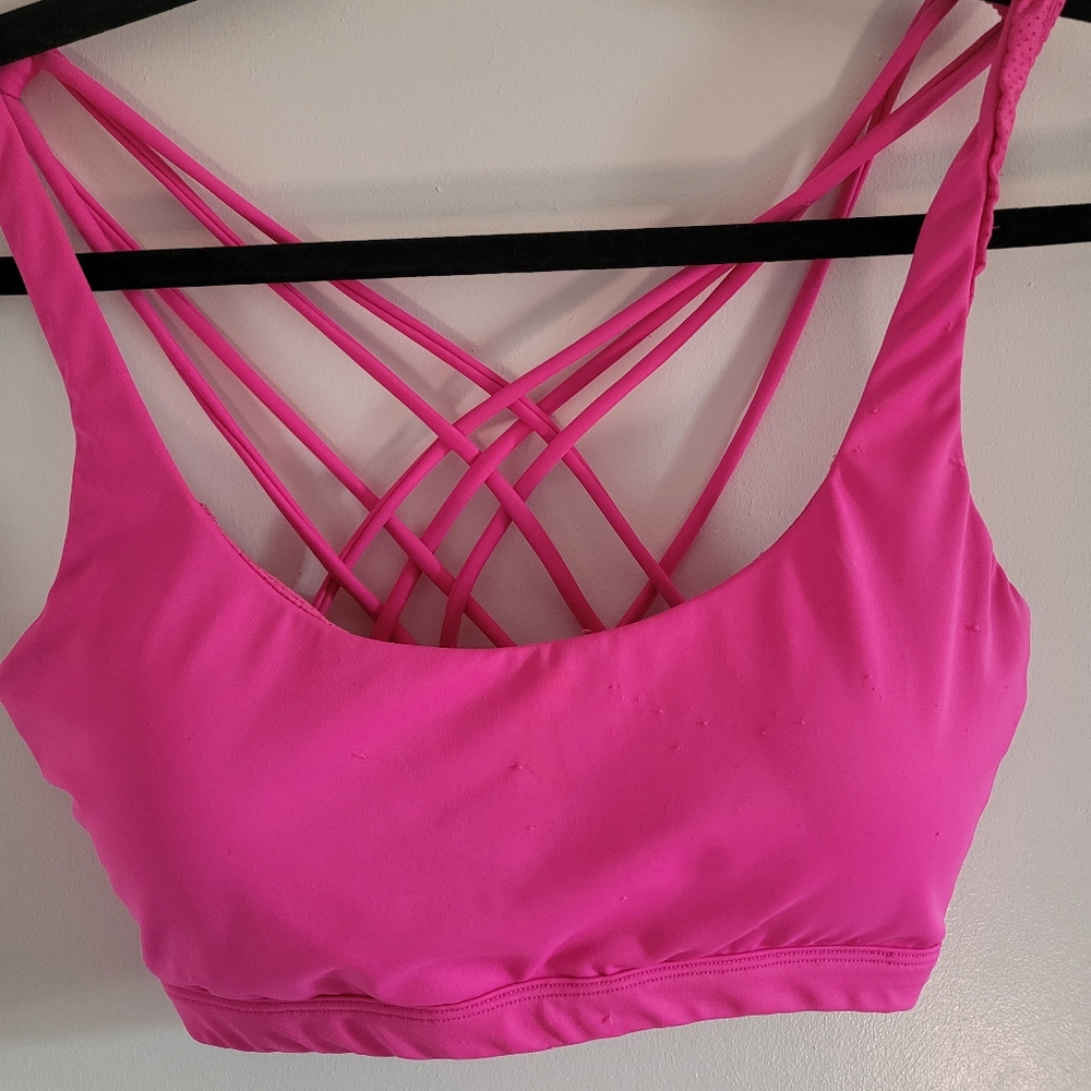 Bright Pink Strappy Sports Bra Medium